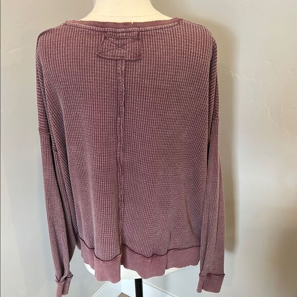 We The Free V-Neck Waffle Knit Top - Picture 5 of 6